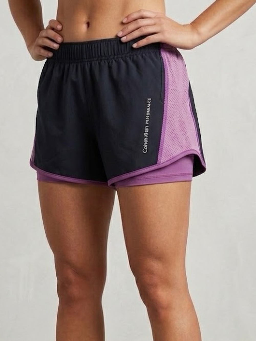 Calvin Klein Performance 2-in-1 Running Shorts Purple Dark Gray Medium PFRS8531